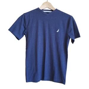 Nautica Boy's Navy Blue Short Sleeve Shirt Medium (10/12)